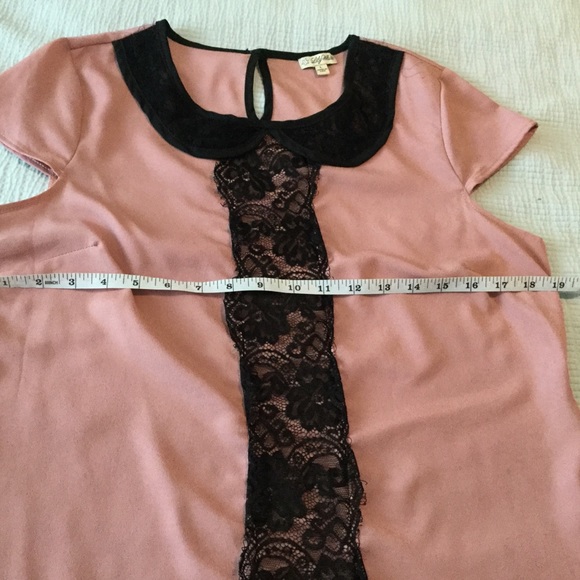 Lily White Pink Blouse with Black Lace - Picture 10 of 10